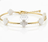 Pulsera de Lujo - 106874 - Pulsera Ajustable Diseño Europeo Blanca- Oro Laminado 18K