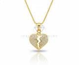 Collar Elegante - 106901 - Collar Corazon Roto CZ Clara - Oro Laminado 18K