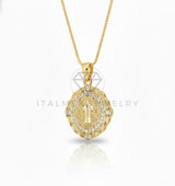Collar Elegante - 106903 - Collar Santo CZ Clara - Oro Laminado 18K