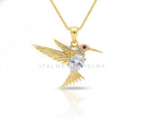 Collar Elegante - 106906 - Collar Colibri CZ Clara y Rosa - Oro Laminado 18K