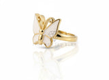 Anillo de Lujo - 106908 - Anillo Ajustable Mariposa Blanca - Oro Laminado 18K