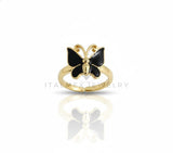 Anillo de Lujo - 106909 - Anillo Ajustable Mariposa Negra - Oro Laminado 18K