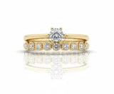 Anillo de Lujo - 106911 - Anillo Ajustable Doble CZ Clara - Oro Laminado 18K