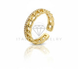 Anillo de Lujo - 106913 - Anillo Ajustable Estilo Cadena con CZ Clara - Oro Laminado 18K