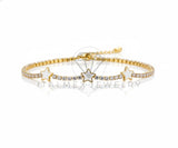 Pulsera de Lujo - 106922- Pulsera Estrellitas Blanca CZ Clara - Oro Laminado 18K