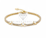 Pulsera de Lujo - 106922- Pulsera Estrellitas Blanca CZ Clara - Oro Laminado 18K