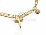 Pulsera de Lujo - 106934 - Pulsera Ajustable Cruz y Cristal - Oro Laminado 18K