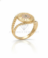 Anillo de Lujo - 106972 - Anillo Ajustable Diseñador CZ Verde y Clara - Oro Laminado 18K