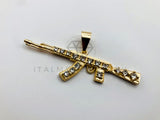 Dije de Lujo - 104598 - Estilo AK 47 Circonia Clara - Oro Laminado 18K