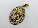 Dije de Lujo - 100446 - Medalla de Virgen de Guadalupe con Circonia Clara - Oro Laminado 18K