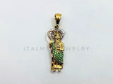 Dije Religioso - 100387 - San Judas Tadeo CZ Verde Tamaño Chico Oro Laminado 18K