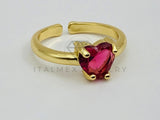 Anillo de Dama - 106026 - Anillo Solitario Corazon Circonia Roja Oro Laminado 18K