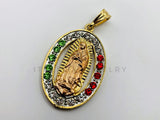 Dije de Lujo - 100445 - Medalla de Virgen de Guadalupe con Circonia Tricolor - Oro Laminado 18K