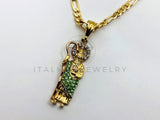 Dije Religioso - 100387 - San Judas Tadeo CZ Verde Tamaño Chico Oro Laminado 18K