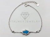 Pulsera de Lujo - 106046 - Diseño Mano Hamsa con Circonia y Esmalte Azul - Plata .925