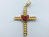 Dije de Lujo - 105699 - Dije Cruz Corazon Circonia Roja Oro Laminado 18K