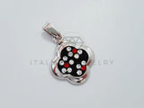 Dije No Religioso - 105190 - Dije Flor Negra Circonia Roja Plata .925