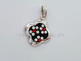 Dije No Religioso - 105190 - Dije Flor Negra Circonia Roja Plata .925
