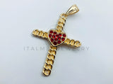 Dije de Lujo - 105699 - Dije Cruz Corazon Circonia Roja Oro Laminado 18K