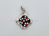 Dije No Religioso - 105190 - Dije Flor Negra Circonia Roja Plata .925