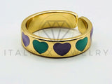 Anillo de Dama - 105568 - Argolla Corazones con Esmalte Oro Laminado 18K