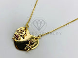 Collar Elegante - 105615 -Collar Niño y Niña Corazon y Circonia Oro Laminado 18K