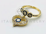 Anillo de Dama - 105569 - Ojo Turco y Corazon Circonia Clara Oro Laminado 18K
