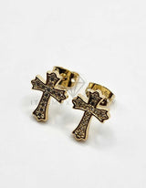 Broquel de Lujo - 106315 -  Arete de Cruz CZ Oro Laminado 18K