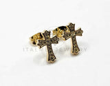 Broquel de Lujo - 106315 -  Arete de Cruz CZ Oro Laminado 18K