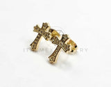 Broquel de Lujo - 106315 -  Arete de Cruz CZ Oro Laminado 18K
