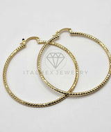 Arracada de Lujo - 106389 - Coqueta Triángulos Grabados- 55 mm Oro Laminado 18K