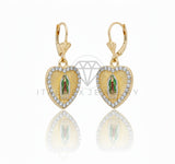 Arete de Lujo - 106702 - Arete Corazon Virgen de Guadalupe CZ Clara - Oro Laminado 18K