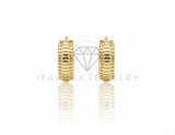 Arete de Lujo - 106712 - Huggie con Líneas Horizontales- Oro Laminado 18K