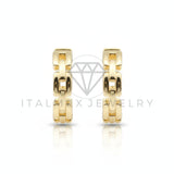 Arete de Lujo - 106715 - Huggie Estilo Link Diseñador - Oro Laminado 18K