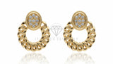 Arete de Lujo - 106716 - Aretes Trenzados CZ Clara - Oro Laminado 18K