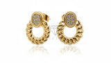Arete de Lujo - 106716 - Aretes Trenzados CZ Clara - Oro Laminado 18K