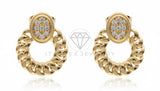 Arete de Lujo - 106716 - Aretes Trenzados CZ Clara - Oro Laminado 18K