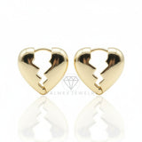 Arete de Lujo - 106717 - Huggie de Corazón Roto- Oro Laminado 18K
