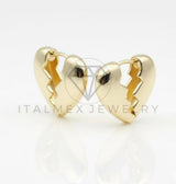 Arete de Lujo - 106717 - Huggie de Corazón Roto- Oro Laminado 18K