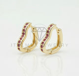 Arete de Lujo - 106721 - Huggie Corazón mini CZ Rosa - Oro Laminado 18K