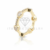 Anillo de Lujo - 106572 - Anillo Ajustable Corazones CZ Clara - Oro Laminado 18K