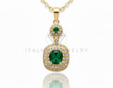 Juego de Lujo - 106575 - Juego CZ Verde y Clara - Oro Laminado 18K