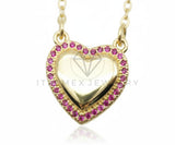 Juego de Lujo - 106581 - Juego Corazon CZ Rosa - Oro Laminado 18K