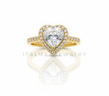 Anillo de Lujo - 106582 - Anillo Ajustable Corazon CZ Clara - Oro Laminado 18K
