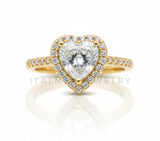 Anillo de Lujo - 106582 - Anillo Ajustable Corazon CZ Clara - Oro Laminado 18K