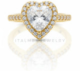 Anillo de Lujo - 106582 - Anillo Ajustable Corazon CZ Clara - Oro Laminado 18K