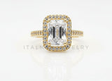 Anillo de Lujo - 106587 - Anillo Ajustable CZ Rectangular Clara - Oro Laminado 18K