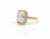 Anillo de Lujo - 106587 - Anillo Ajustable CZ Rectangular Clara - Oro Laminado 18K