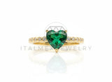 Anillo de Lujo - 106597 - Anillo Ajustable Piedra Corazon CZ Verde y Clara - Oro Laminado 18K