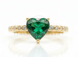 Anillo de Lujo - 106597 - Anillo Ajustable Piedra Corazon CZ Verde y Clara - Oro Laminado 18K